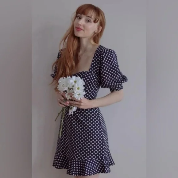 MODCLOTH x HUTCH My Darling Navy Daisy Belted Mini Dress Cottagecore - Picture 2 of 10